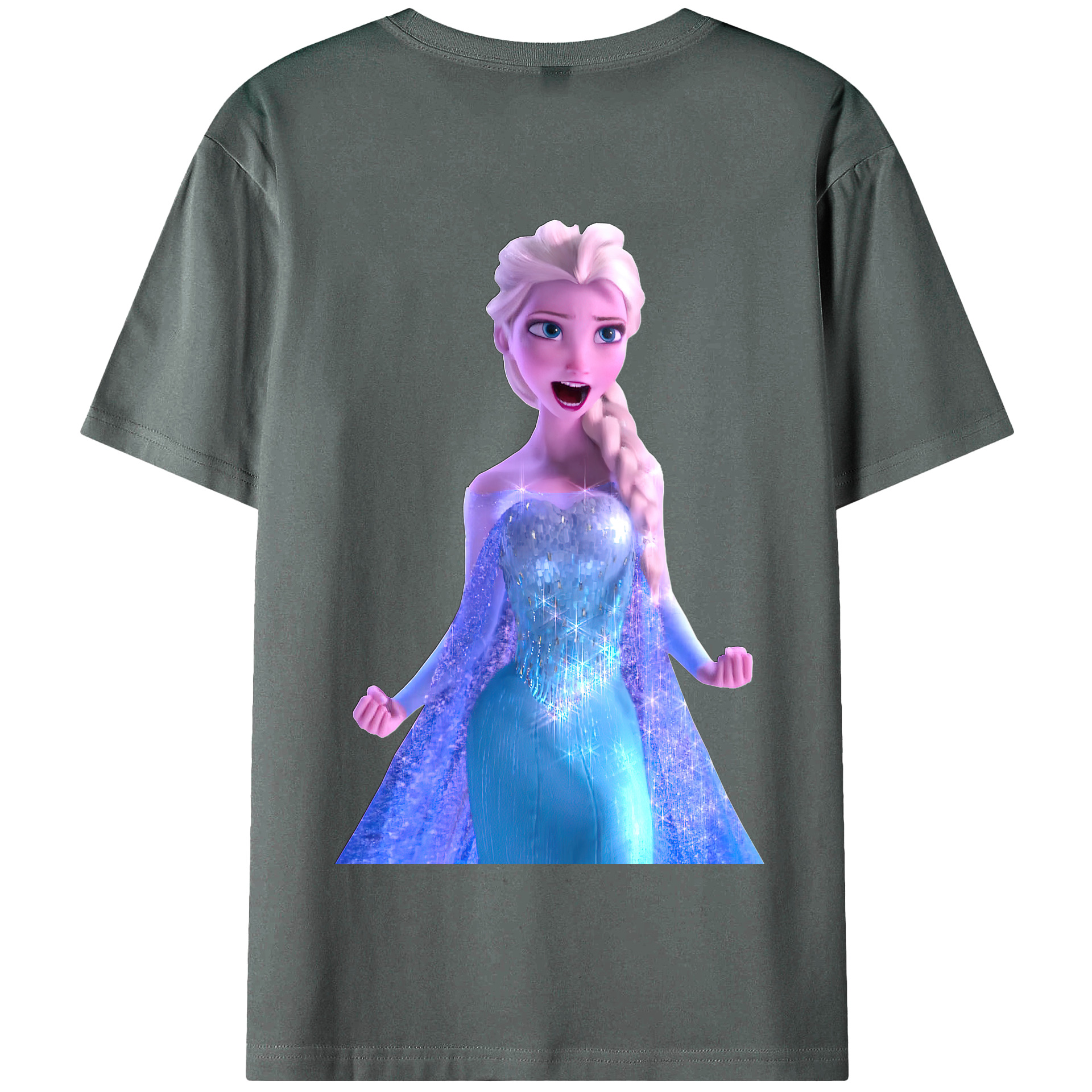 （画像用） アナと雪の女王 アンナ エルサ Frozen Anna Elsa 綿100％半袖Tシャツ（背面プリント）